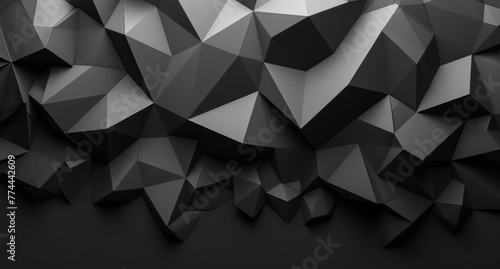Sleek Polygons: Abstract Black Backgrounds with Geometric Elements