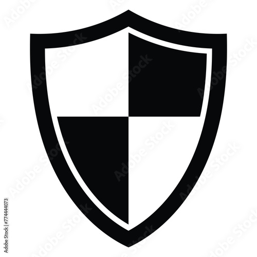 Free Download Shield vector icon in flat style. Protect, security symbol. Sign, logo or emblem. Black and white shield with a white cross on it. Vector illustration - GFXLoad
