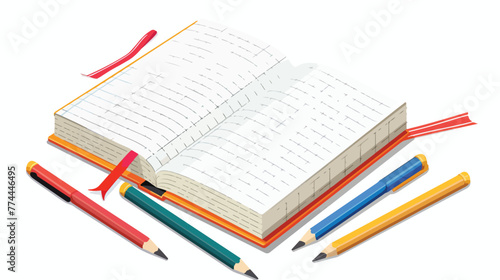 Illustration of a notebook with a drawing of a note
