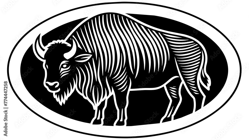 a-picture-of--a--bison-icon-in-circle-logo- vector illustration a-picture-of--a--bison-icon-in-circle-logo- vector illustration