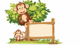 Illustration of a playful monkey beside the empty s