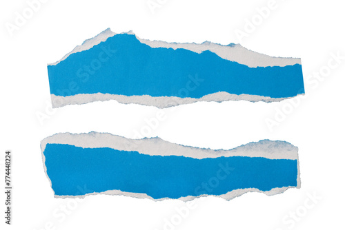 Blue torn paper edge sheets isolated on transparent background