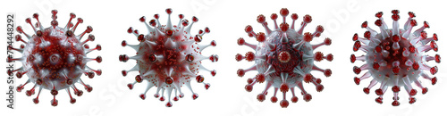 Crystal clear macro viruses set isolation on transparent background, macroscopic quartet photo
