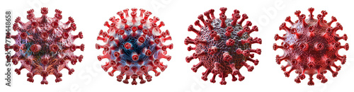Set of 4 3D rendered viruses on transparent canvas, transparent viral Spectrum photo