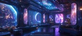 Celestial Dressing Room on a Futuristic Spaceship with Stunning Cosmic Views and Avant-Garde Decor