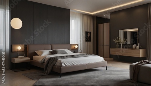 Bedroom interior design in modern classic style