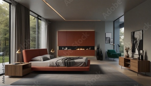 Bedroom interior design in modern classic style