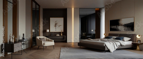 Bedroom interior design in modern classic style