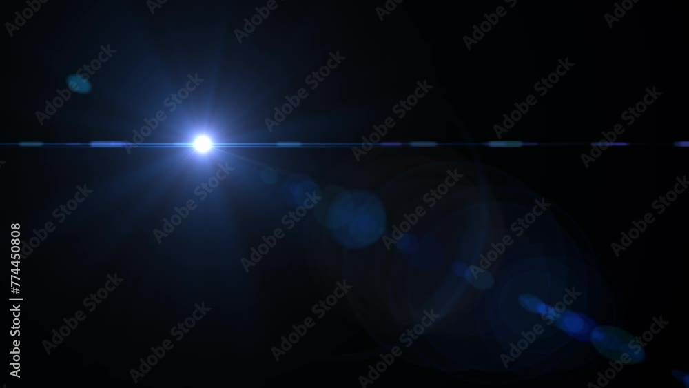 Optical Lens flare effect on black background. Sun in space. Anamorphic ...