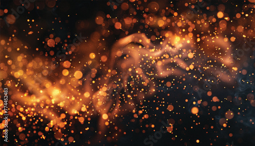 Burning sparks flying. Beautiful flames. Detail of fire sparks isolated on a black background. Fire flames on black background