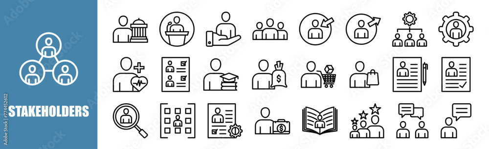 Stakeholders icon set for design elements Stakeholders icon set for design elements