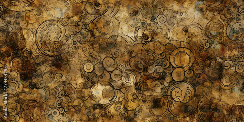 Megascan texture on concrete with beige, brown and gold in the style of Gustav Klimt as a part of an infinite sky