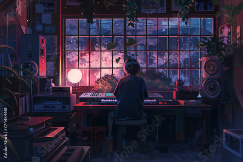 lo-fi music room background