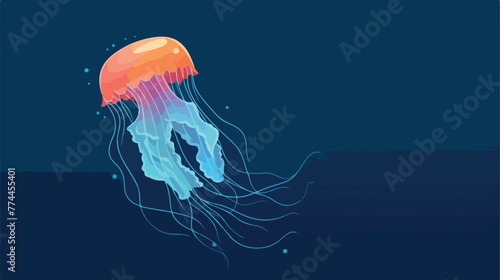 Illustration of a single jelly fish flat cartoon  © zoni