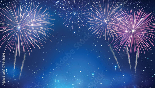 Silvester Sylvester Festival Party New Year, New Year's eve 2025 fireworks background banner panorama - Explosion, firework pyrotechnics isolated on dark black night sky
