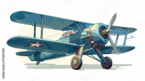 Illustration of a vintage aircraft on a white backg