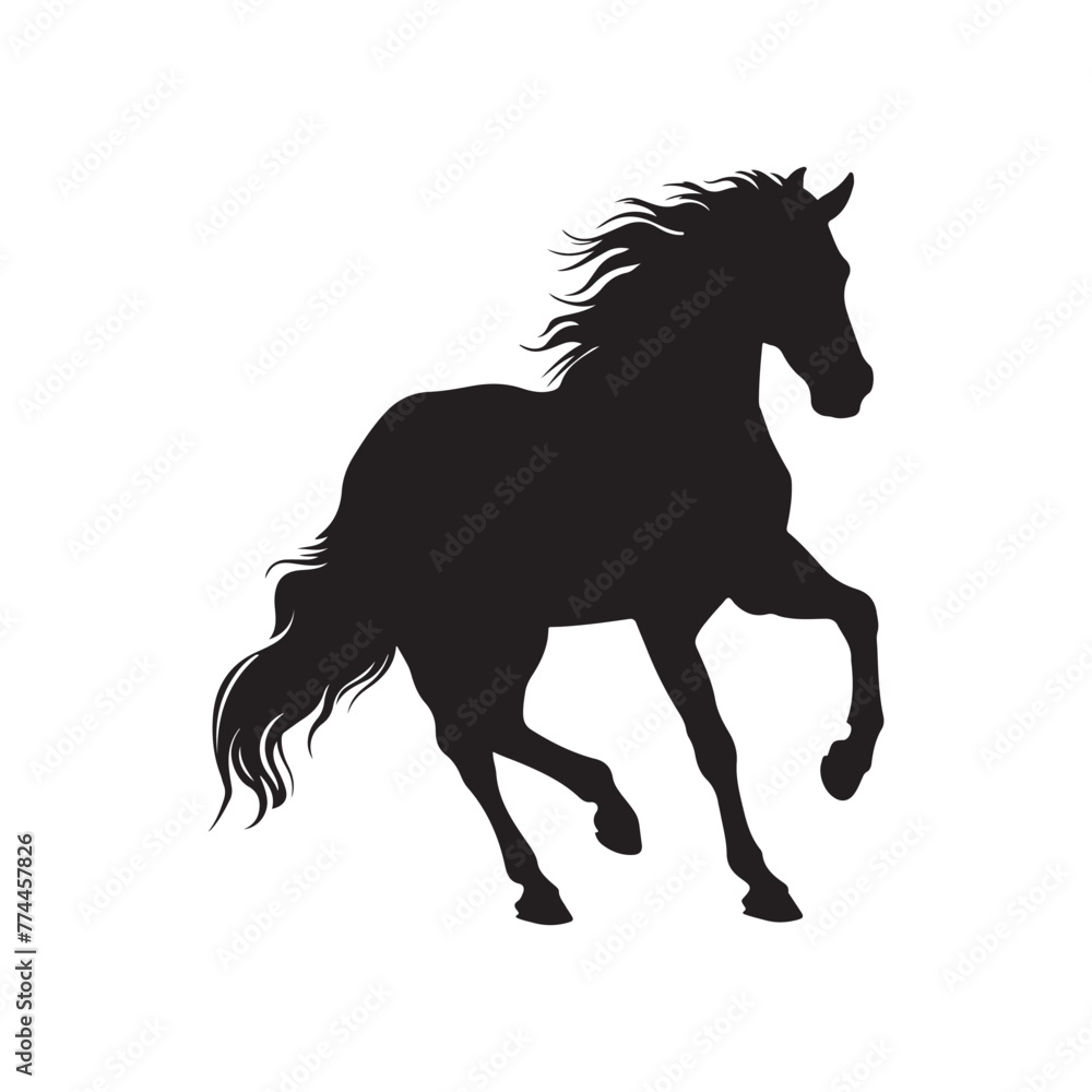 Horse silhouette vector stallion with hair illustration