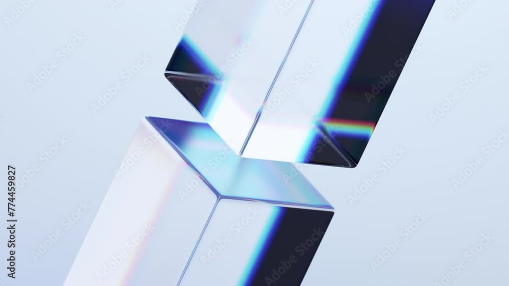 Abstract animation, 3d render of rotating glass cubes, 4k seamless looped video