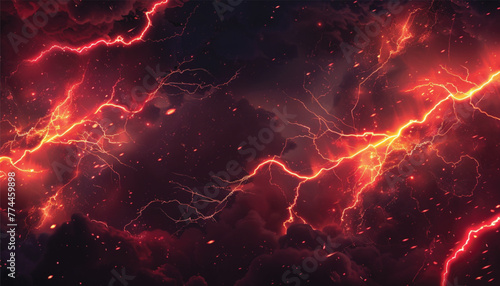 Red lightning on black background