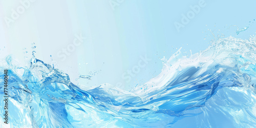 Tranquil Aquatic Motion: Water Wave on Soft Blue Backdrop