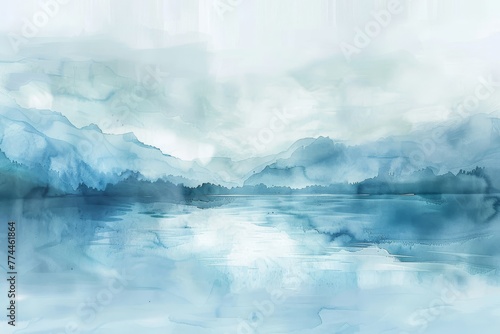 A serene watercolor landscape texture, blending the tranquil beauty of Lakeland with soft, dreamy hues created with Generative AI Technology