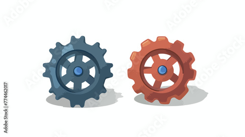 Illustration of the two cogwheels on a white backgr