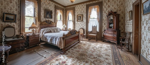 Victorian Elegance Unveiled Intricate Bedroom Design in a Historic Mansion photo