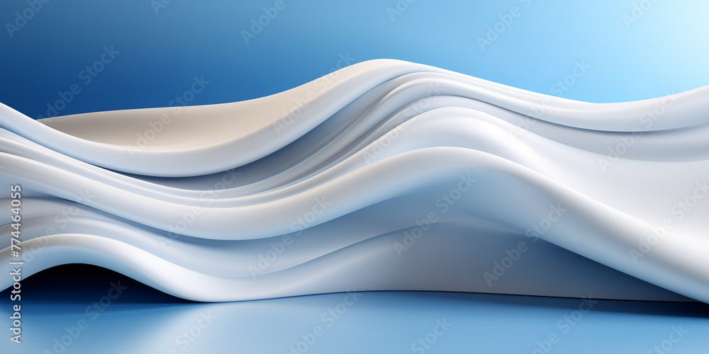 3D background in blue tones with soft waves and lines in the form of folds of fabric 3D background in blue tones with soft waves and lines in the form of folds of fabric