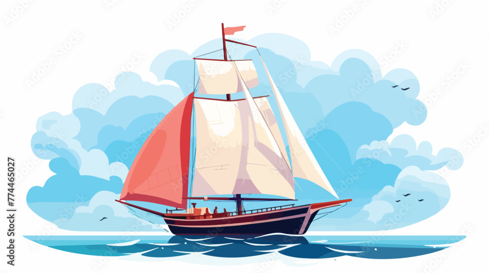 Isolated sailboat ship design flat cartoon vactor i