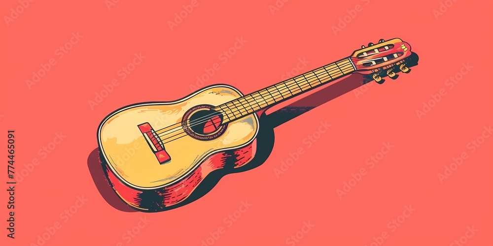 stock image of a guitar on a simple isolated background, and an image