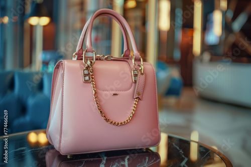 Glamorous Pink Handbag with Golden Chain: Redefining Elegance