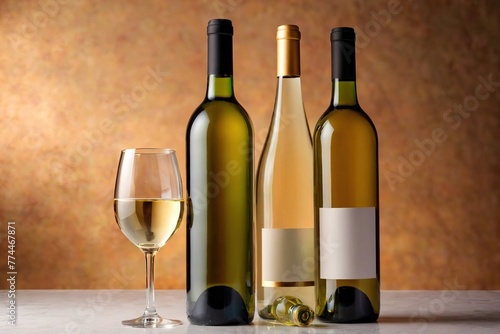 Product packaging mockup photo of Bottle of white wine, studio advertising photoshoot