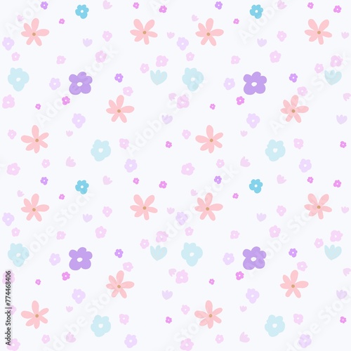 Seamless watercolor pattern with wild flowers and leaves. Wildflowers hand-drawn. Floral background for paper, fabric, textile and wallpaper.