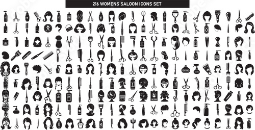 Beauty salon icons set, collection women parlor, vector illustrations