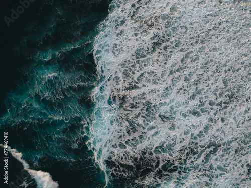 Aerial view of waves in Hawaii