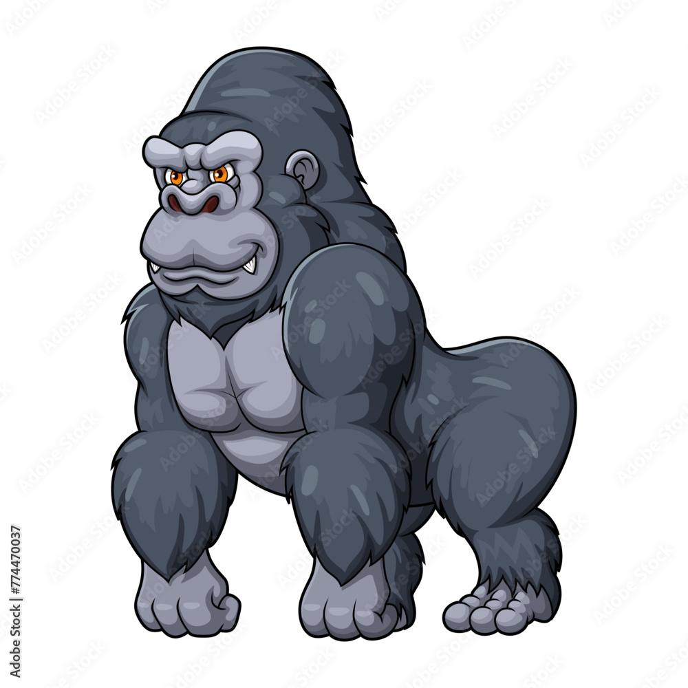 The Furious Gorilla Cartoon, Isolated on White Background, Vector Illustration The Furious Gorilla Cartoon, Isolated on White Background, Vector Illustration