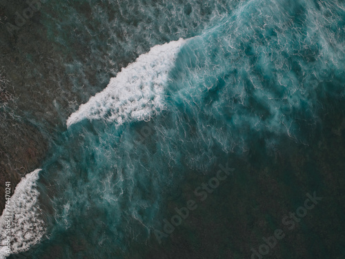 Aerial view of waves in hawaii