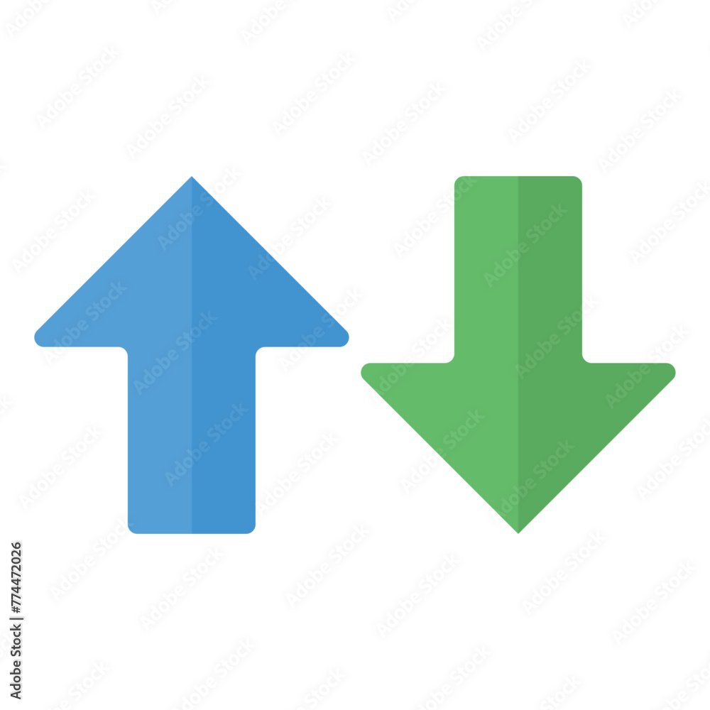 Up and down arrow flat style. Vector illustration icon isolated on white background. Up and down arrow flat style. Vector illustration icon isolated on white background.