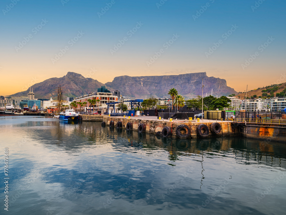 V and A Waterfront and Cape Town city with the table mountain in the background, Cape Town, South Africa