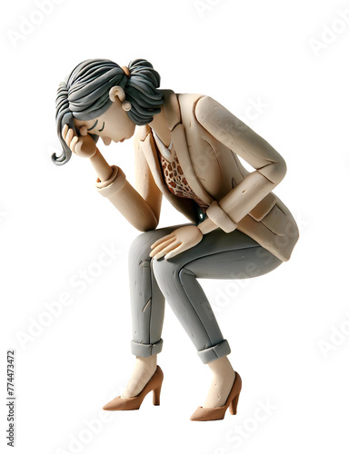 Personnage en pâte à modeler : femme faisant un malaise