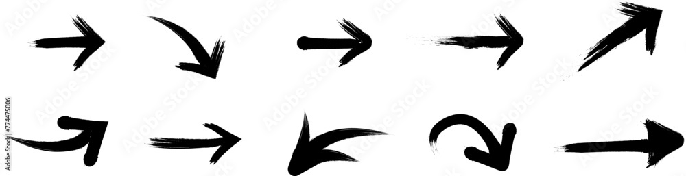 Set of simple hand drawn grunge arrows . Vector grunge arrows mark icons . Black simple grunge arrows collection . Set of simple hand drawn grunge arrows . Vector grunge arrows mark icons . Black simple grunge arrows collection .