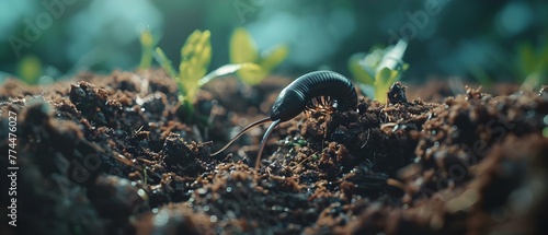 The Worm's Role in Compost: Creating Nutrient-Rich Humus. Concept Composting, Worms, Soil Health, Organic Recycling, Humus photo