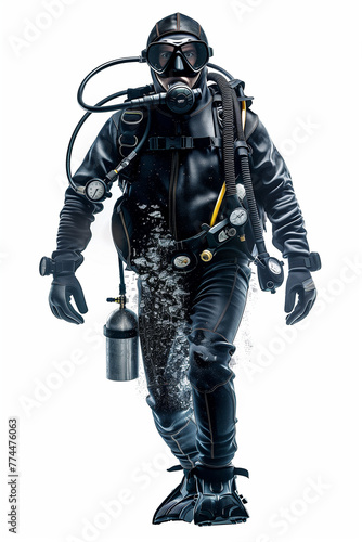 scuba diver isolated on white