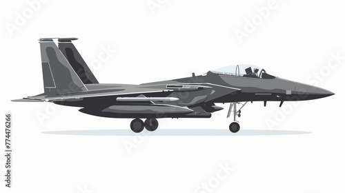 Of a fighter jet on a white background flat cartoon