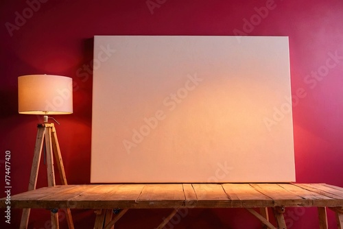 Product packaging mockup photo of Art canvas, studio advertising photoshoot