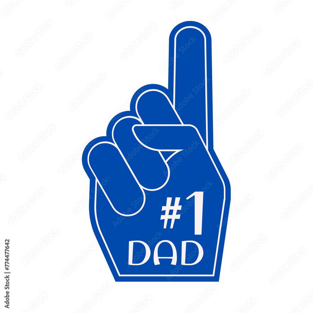 number 1 dad foam finger isolated on white background, transparent png