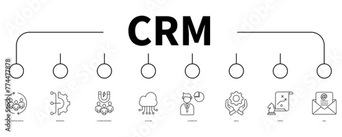 Customer relationship management banner web icon vector illustration concept