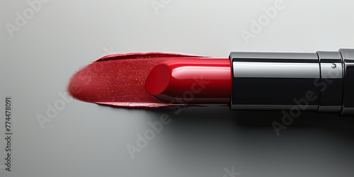 a red lipstick against white background,generative ai © JKLoma