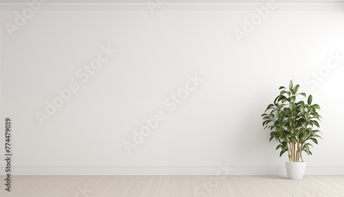 Bright home interior with potted plant