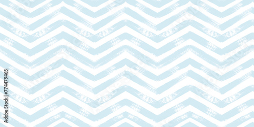 Chevron seamless vector pattern. Watercolor stripe kids background, Abstract zigzag blue print, Graphic striped texture pastel lines.